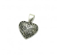 PE001207 Sterling silver pendant solid 925 Filigree Heart  EMPRESS